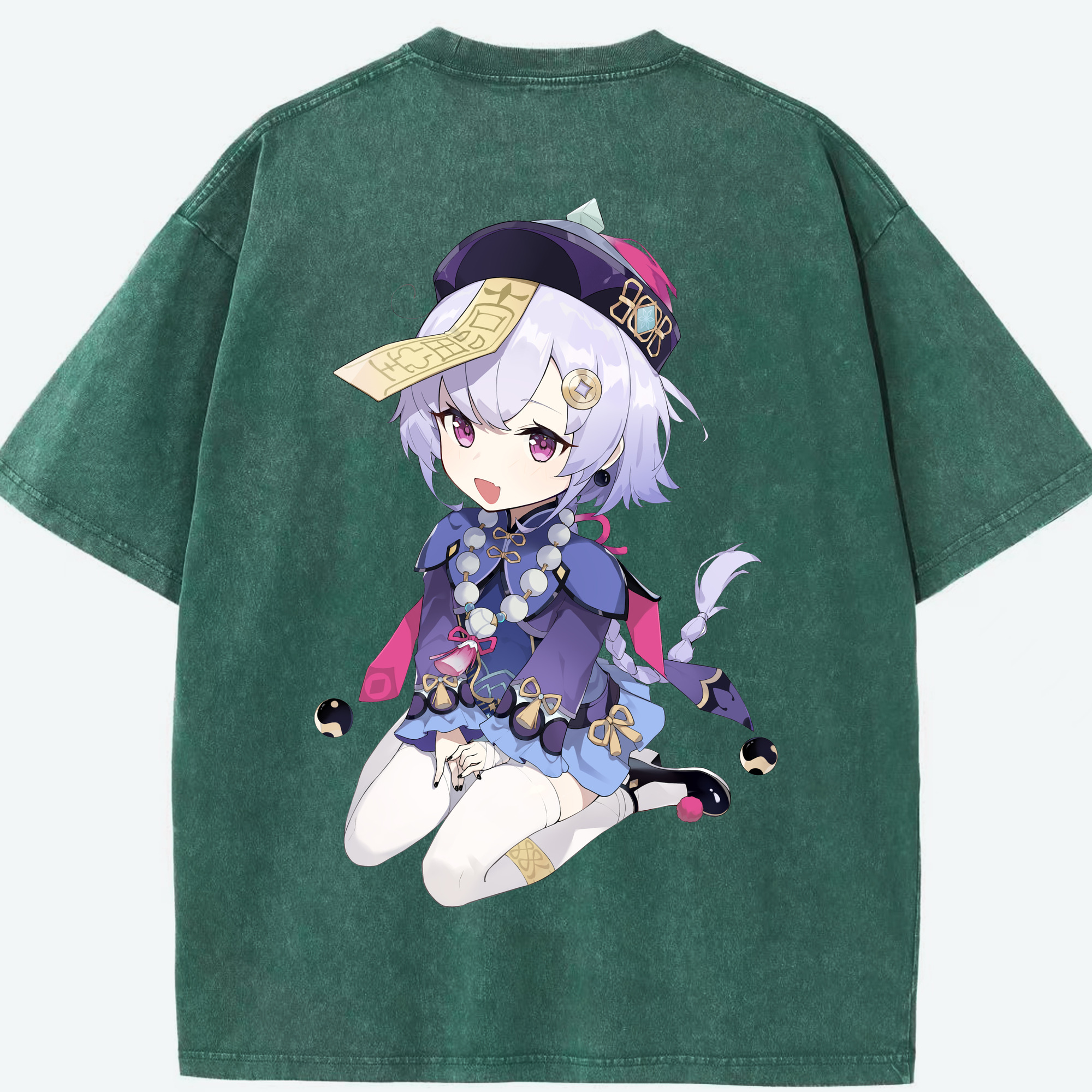 げんし神 七七 なな  genshin Nana 綿100% ヴィンテージ風 半袖Tシャツ（背面プリント）